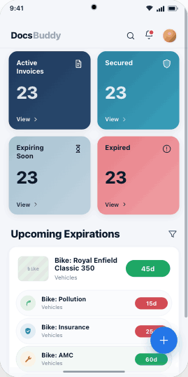 DocsBuddy dashboard on Android