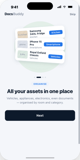 Assets organised on iPhone