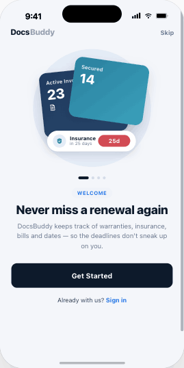 DocsBuddy welcome screen